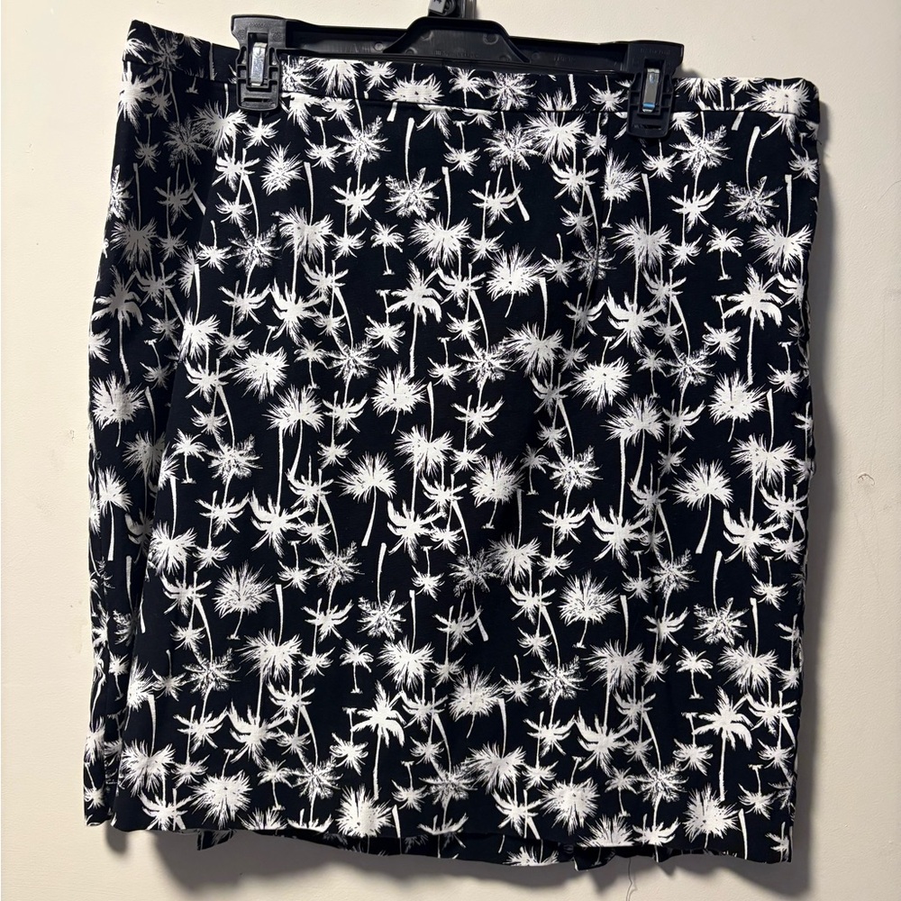 Black Skirt with White Palm Print